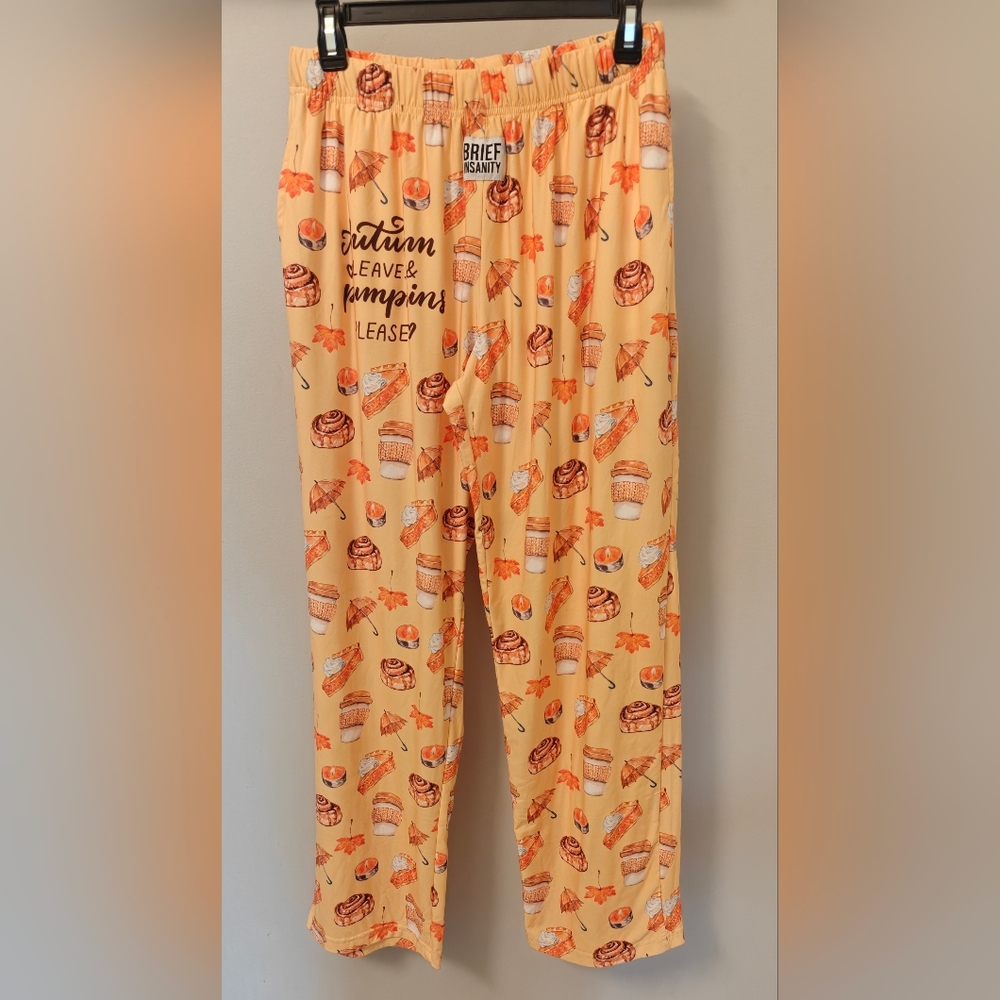 Brief Insanity "Autumn Leaves & Pumpkins Please" pajama pants size L